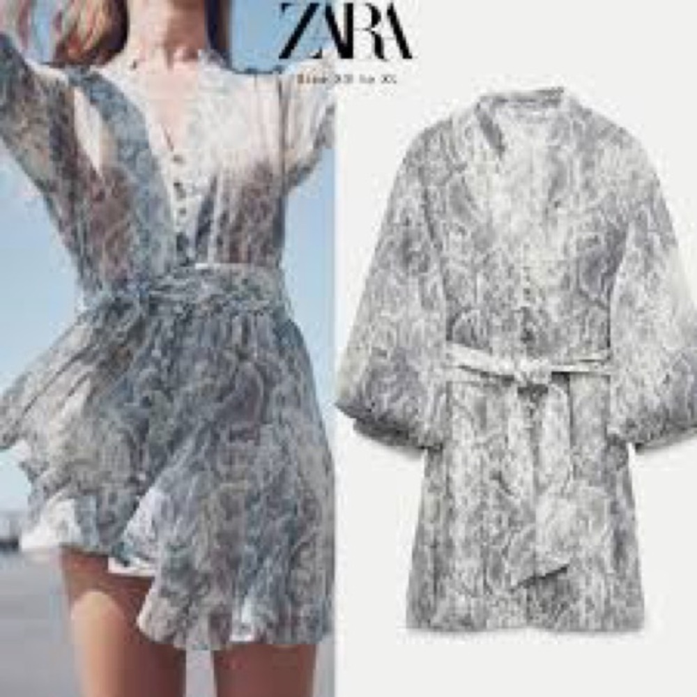 Zara Gray Patterned Dress